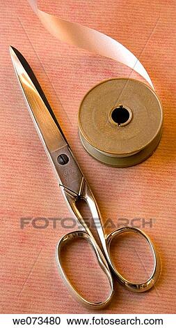 Ribbon, paper and scissors View Large Photo Image Stock Image - Ribbon, paper and scissors. Fotosearch