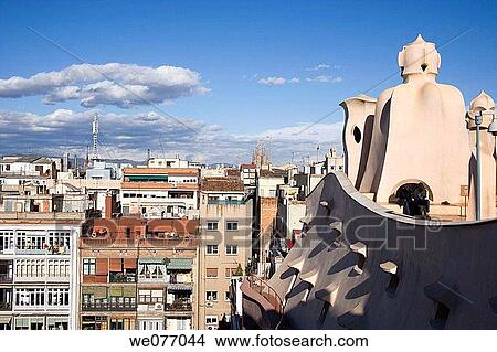 Roof-terrace of La Pedrera (aka Milla House) by Gaudi, Barcelona. Catalonia, Spain View Large Photo Image Picture - Roof-terrace of La Pedrera (aka Milla House) by Gaudi, Barcelona. Catalonia, Spain. Fotosearch