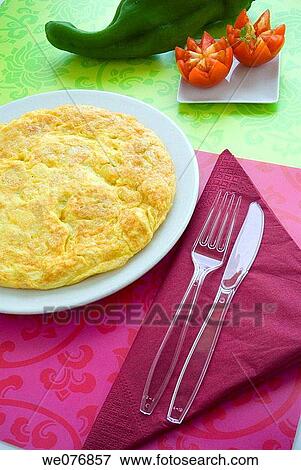 Spanish omelette and tomatoes with mint View Large Photo Image Stock Photo - Spanish omelette and tomatoes with mint. Fotosearch