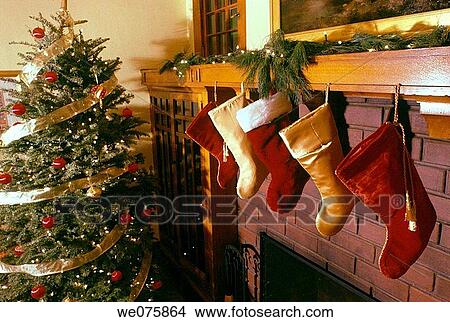 stockings, christmas room arts and crafts home. USA View Large Photo Image Picture - stockings, christmas room arts and crafts home. USA. Fotosearch