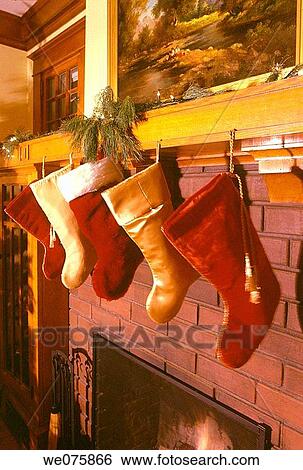 stockings, christmas room arts and crafts home. USA View Large Photo Image Stock Photograph - stockings, christmas room arts and crafts home. USA. Fotosearch