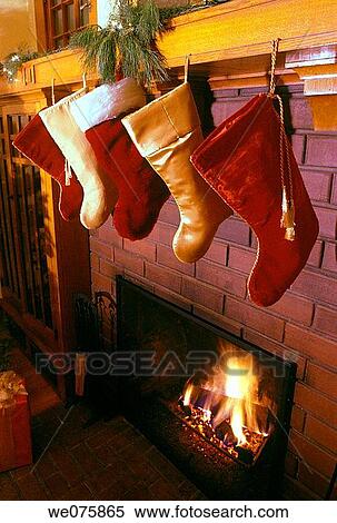 stockings, christmas room arts and crafts home. USA View Large Photo Image Stock Photography - stockings, christmas room arts and crafts home. USA. Fotosearch