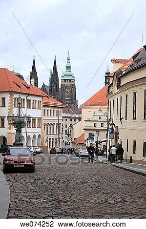Street scene of Loretanske overlooking Prague Castle in winter. Czech Republic View Large Photo Image Stock Image - Street scene of Loretanske overlooking Prague Castle in winter. Czech Republic. Fotosearch