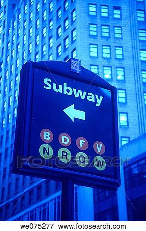 Stock Photo - SUBWAY SIGN MIDTOWN. MANHATTAN NEW YORK. USA. Fotosearch