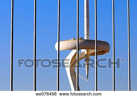 Stock Photograph - Telecommunications tower by Santiago Calatrava, Barcelona. Catalonia, Spain. Fotosearch