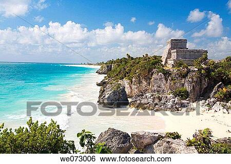 Stock Photograph - The castle (El Castillo), Mayan ruins, Tulum. Quintana Roo, Mexico. Fotosearch