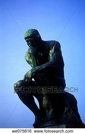 Stock Photograph - THINKER STATUE RODIN. MUSEUM PARIS FRANCE. Fotosearch