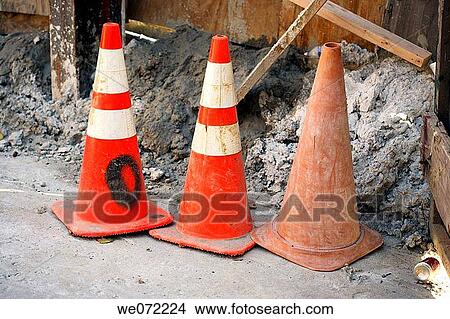 Three (3) construction road cones View Large Photo Image Picture - Three (3) construction road cones. Fotosearch