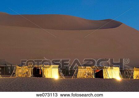 Stock Image - Tourist camp, Erg Awbari, Sahara desert, Fezzan, Libya.. Fotosearch