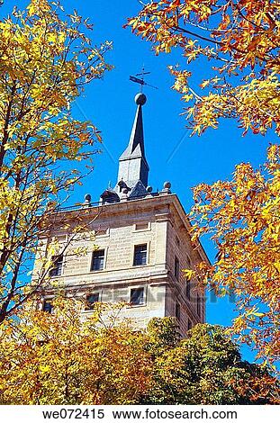 Tower and canopy, San Lorenzo del Escorial monastery. Madrid, Spain View Large Photo Image Stock Photography - Tower and canopy, San Lorenzo del Escorial monastery. Madrid, Spain. Fotosearch