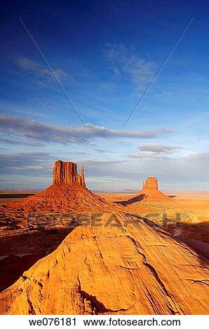 View to West and East Mitten Buttes sandstone rock formations Monument Valley Navajo Tribal Park, Arizona, Southwestern United States, USA, America View Large Photo Image Stock Image - View to West and East Mitten Buttes sandstone rock formations Monument Valley Navajo Tribal Park, Arizona, Southwestern United States, USA, America. Fotosearch