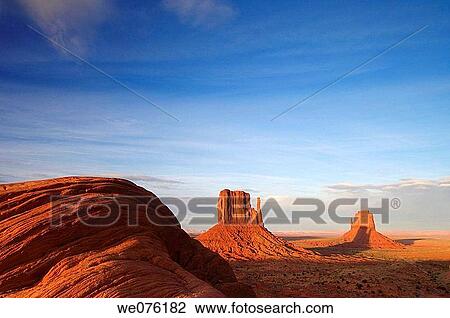 View to West and East Mitten Buttes sandstone rock formations Monument Valley Navajo Tribal Park, Arizona, Southwestern United States, USA, America View Large Photo Image Stock Image - View to West and East Mitten Buttes sandstone rock formations Monument Valley Navajo Tribal Park, Arizona, Southwestern United States, USA, America. Fotosearch