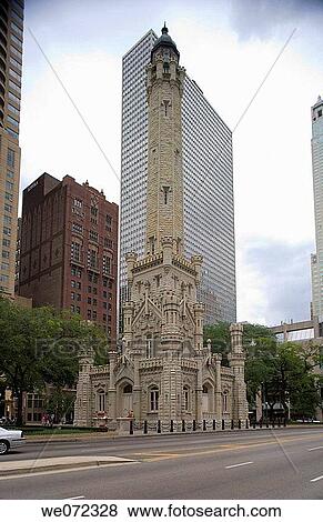 WATER TOWER. MICHIGAN AVENUE. CHICAGO. ILLINOIS. USA View Large Photo Image Stock Photo - WATER TOWER. MICHIGAN AVENUE. CHICAGO. ILLINOIS. USA. Fotosearch