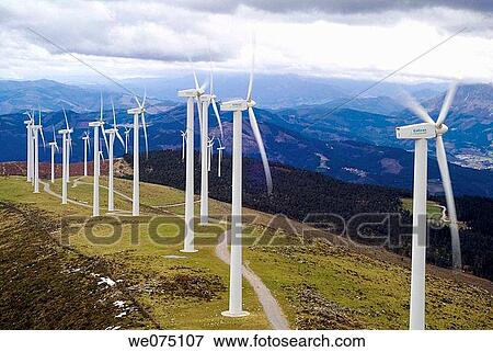 Windfarm, Monte Oiz. Biscay, Euskadi, Spain. View Large Photo Image Stock Photo - Windfarm, Monte Oiz. Biscay, Euskadi, Spain.. Fotosearch