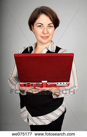 woman with notebook computer View Large Photo Image Stock Photo - woman with notebook computer. Fotosearch