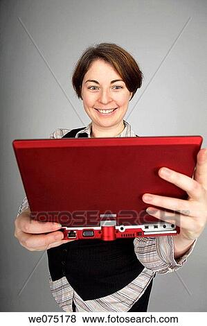 woman with notebook computer View Large Photo Image Stock Photo - woman with notebook computer. Fotosearch