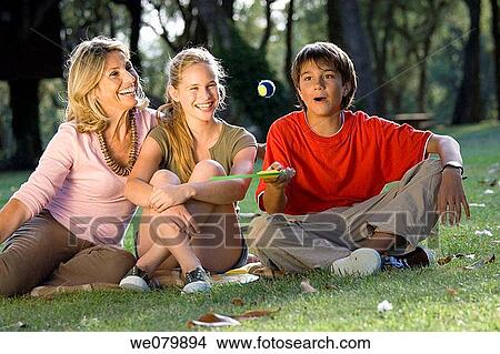 Picture - ability, boy, Bat, ball, 3 generations. Fotosearch