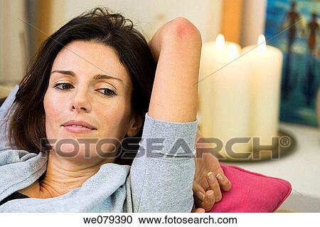 absent-mindedness, brunette, at-home, absorbed, Absent-minded View Large Photo Image Stock Image - absent-mindedness, brunette, at-home, absorbed, Absent-minded. Fotosearch