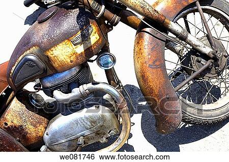 An old and rusty vintage motorcycle View Large Photo Image Stock Photograph - An old and rusty vintage motorcycle. Fotosearch