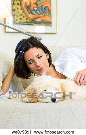 animal, calm, brunette, at-home, absorbed View Large Photo Image Stock Image - animal, calm, brunette, at-home, absorbed. Fotosearch