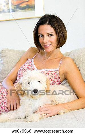 at-home, brunette, animal View Large Photo Image Stock Photograph - at-home, brunette, animal. Fotosearch