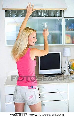 at-home, cabinet, blond, back view, arrangement View Large Photo Image Stock Photo - at-home, cabinet, blond, back view, arrangement. Fotosearch
