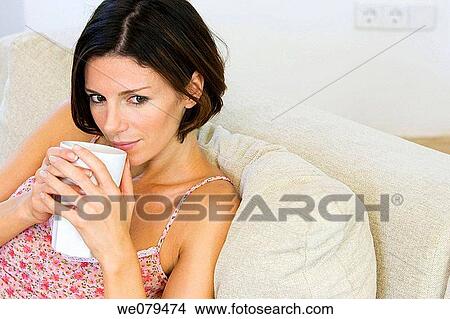 at-home, calm, brunette, absorbed View Large Photo Image Picture - at-home, calm, brunette, absorbed. Fotosearch