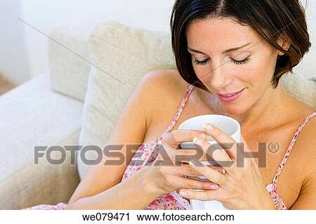 at-home, calm, brunette, absorbed View Large Photo Image Stock Image - at-home, calm, brunette, absorbed. Fotosearch