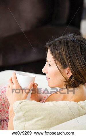 at-home, calm, brunette, absorbed View Large Photo Image Stock Photo - at-home, calm, brunette, absorbed. Fotosearch