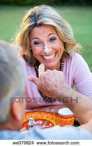 Picture - baby boomer, cake, amusement. Fotosearch