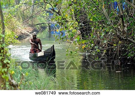 Backwaters of Kerala, South India, India View Large Photo Image Stock Photo - Backwaters of Kerala, South India, India. Fotosearch