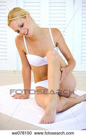 barefoot, beauty, blond, body, Body care View Large Photo Image Stock Image - barefoot, beauty, blond, body, Body care. Fotosearch