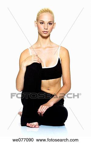 Stock Image - barefoot, blond, clipping path. Fotosearch