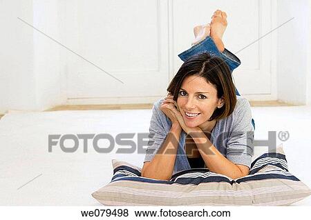 barefoot, brunette, at-home View Large Photo Image Stock Photo - barefoot, brunette, at-home. Fotosearch