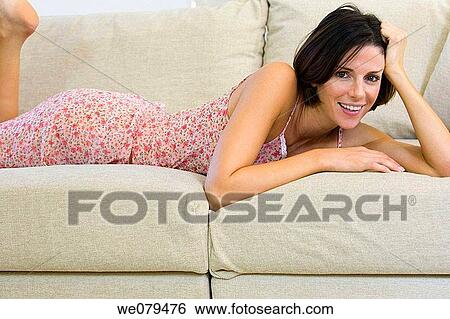 barefoot, brunette, at-home View Large Photo Image Stock Photograph - barefoot, brunette, at-home. Fotosearch
