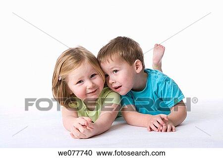 Stock Image - barefoot, child, brother, boy, 3-4 years. Fotosearch