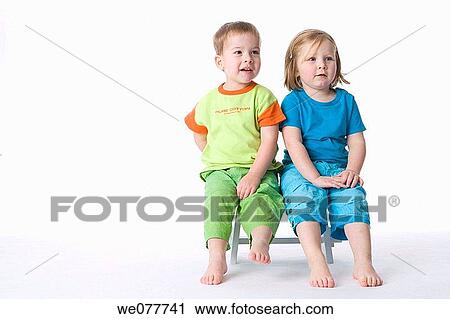 Stock Image - barefoot, child, brother, boy, 3-4 years. Fotosearch