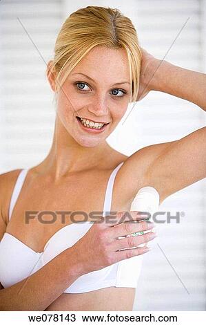 bath, Body care, blond, beauty, Arms raised View Large Photo Image Stock Image - bath, Body care, blond, beauty, Arms raised. Fotosearch
