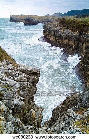 Stock Image - Beach, Llanes. Asturias, Spain. Fotosearch