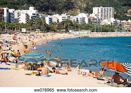 Beach of Blanes Costa Brava, Catalonia, Spain View Large Photo Image Stock Photography - Beach of Blanes Costa Brava, Catalonia, Spain. Fotosearch