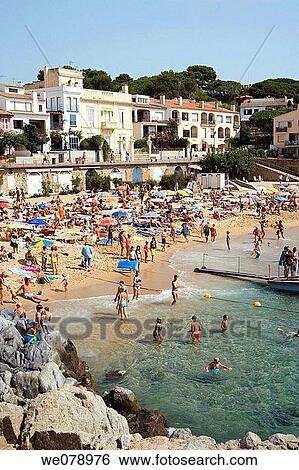 Beach of Calella de Palafrugell Baix Emporda, Costa Brava, Catalonia, Spain View Large Photo Image Stock Photograph - Beach of Calella de Palafrugell Baix Emporda, Costa Brava, Catalonia, Spain. Fotosearch