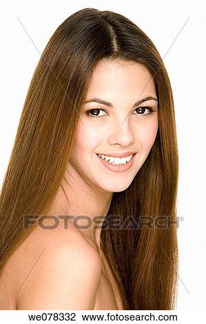 Stock Image - beauty, Beauty Care, Brown eye, brown hair. Fotosearch