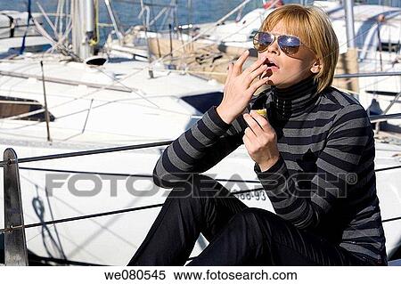 Stock Photography - beauty, blond, Beauty Care, apply. Fotosearch