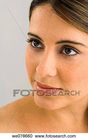 beauty, Brown eye, brunette, Close-up View Large Photo Image Stock Image - beauty, Brown eye, brunette, Close-up. Fotosearch