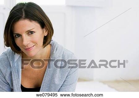 Stock Photography - beauty, brunette, at-home. Fotosearch