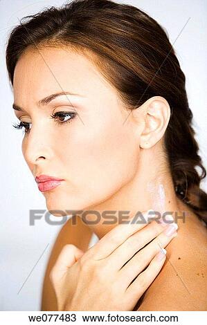 beauty, brunette, Body care, apply View Large Photo Image Stock Image - beauty, brunette, Body care, apply. Fotosearch