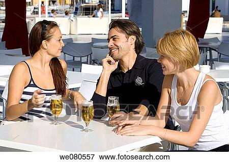 beer, chat, Cafe terrace, amusement View Large Photo Image Stock Photo - beer, chat, Cafe terrace, amusement. Fotosearch