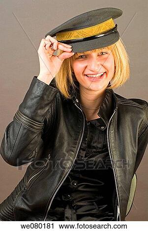 Black leather, cap, blond, accessory View Large Photo Image Stock Image - Black leather, cap, blond, accessory. Fotosearch