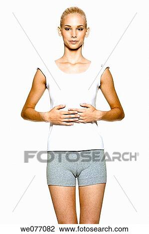 Stock Image - blond, breath, breathing, clipping path. Fotosearch