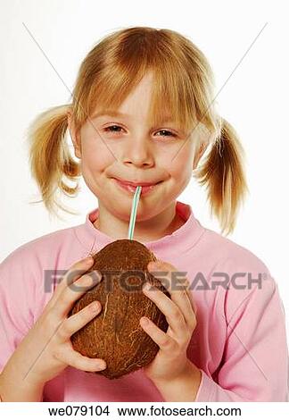 blond, child, clipping path, coconut, Coconut water View Large Photo Image Picture - blond, child, clipping path, coconut, Coconut water. Fotosearch